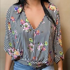 Stripped Floral Blouse